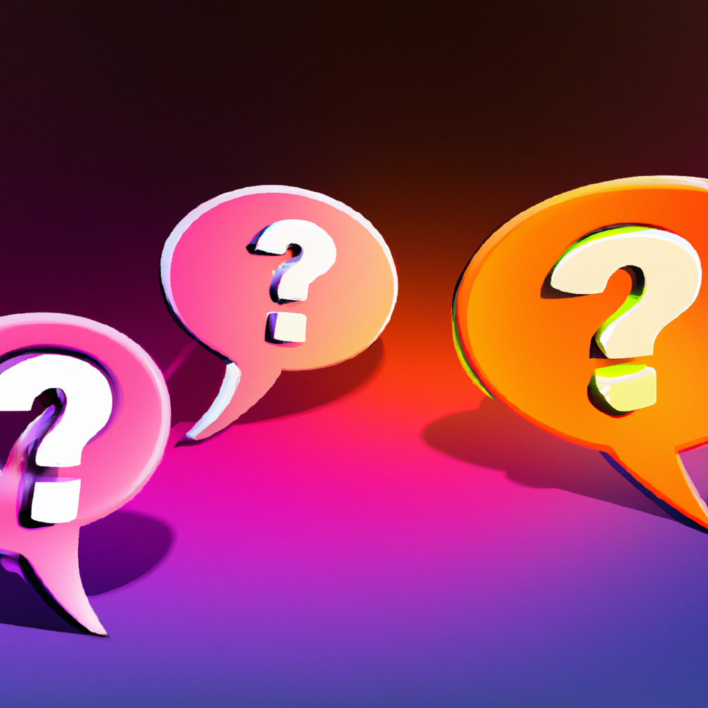 Vibrant 3D illustration of Q and A bubbles with neon gradient and soft shadows